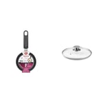 Tefal Ideal Mini One Egg Wonder Non-Stick Frying Pan, 12 cm, Non Induction, Black,Package May Vary & IBILI - 971612 - Glass Lid with Stainless Steel Knob, 12 Cm, Silver