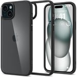 Spigen iPhone 15 (6.1) Ultra Hybrid Case - Matte Black Certified Military-Grade Protection - Clear Durable Back Panel + TPU Bumper
