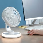 FanLed Genopladelig ventilator til skrivebord med LED Ø6,6'' 4000 mAh