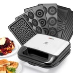 6-IN-1 Sandwich Toaster Waffle Maker Grill Donut & Nut &Cake Baking Plates 750W