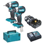 Makita Kit LXT 18V Kit 2 Impact Wrenches DTD153 3x5.0Ah DC18RC MAKPAC