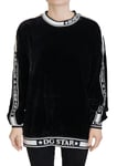 DOLCE & GABBANA Sweater Black Velvet Crewneck Pullover IT40 / US8 / M