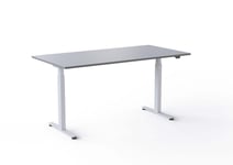 Wulff Hev senk skrivebord 160x80cm Lys grå laminatplate RAL 7047 Färg på stativ: Hvit - bordsskiva: