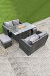Garden Furniture Sofa Set Dining Table Gas Fire Pit Table Two Seater Double Love Sofa Footstools 6 Seater