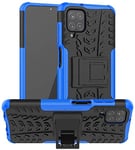 PIXFAB For Samsung Galaxy A12 Shockproof Case, Hybrid [Tough] Rugged Armor Protective Cover, Phone Case Cover With Built-in [Kickstand] For Samsung Galaxy A12 SM-A125F (6.5") - Blue