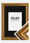 Ram Rokoko Guld 35x50 cm - Passepartout Svart 9x12 inches