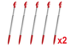 Red Stylus Pen for New Nintendo 2DS XL Silver Metal Touch Pack of 10