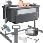 KESSER® Lit d'Appoint Hubi 3 en 1 | Supplémentaire pour Bébé | de Voyage | avec Matelas Souple | pour Enfant à Roulettes | Réglage de la Hauteur sur 5 Positions (Dunkelgrau)