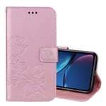 MyEstore Mobile Phone Case Great Rose Embossed Horizontal Flip PU Leather Case for iPhone XR, with Holder & Card Slots & Wallet (Black) (Color : Rose Gold)