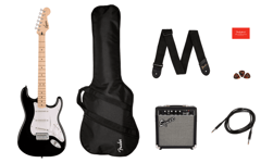 Fender Squier Sonic Stratocaster Electric Guitar Pack, Gig Bag, Black (NEW)