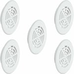 5x Grille de ventilation aération ronde en plastique diamètre encastrement 35mm hauteur 8mm Cache Protection Plafond Mur Menuiserie, blanc