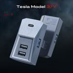 Dockningsstation för Tesla Model Y Model 3 Snabbladdare 4 USB Shunt Hub flockningsadapter Glovebox Usb Hub