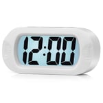 Plumeet Easy to Set, Large Digital LCD Travel Alarm Clock with Snooze Good Night light, Ascending Sound Alarm & Handheld Sized, Best Gift for Kids(White)