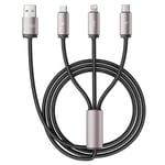 Tech-Protect Ultraboost 3-i-1 Lightning / USB-C / Micro-USB 3.5A-Kabel - 1 m - Grå