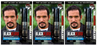 Blackbeard for Men Temporary Colour Mascara Beard Moustache Eyebrows BLACK X3