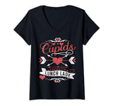Womens Romantic Lunch Lady Cupid's Favorite Valentines Day Quotes V-Neck T-Shirt
