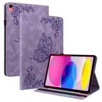 Läderfodral iPad 10.9 10th Gen (2022) Fjärilar Lila