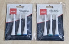 2 x 3pk ACCENT SONIC POWER REPLACEMENT TOOTHBRUSH HEADS.