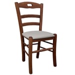 Chaise En Bois Loris Noyer Foncé Avec Assise Rembourrée En Similicuir Gris Taupe