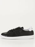 Armani Exchange Perforated Leather Trainers, Black/White, Size 11, Men