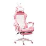 ZJZ Gaming chair home office game girl heart seat competitive racing chair pink master live computer chair pink classic (no footrest) nylon foot swivel lift armrest- Younger Girl+Footrest for Home