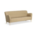 Swedese Nova soffa 3-sits med knappar 200 cm Linara 08 Fudge-ask naturlack