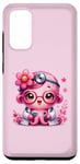 Coque pour Galaxy S20 Fond rose avec jolie pieuvre Docteur en rose