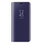 HAOYE Case Suitable for OPPO Find X2 Pro, Clear View Standing Case, Mirror Smart Flip Case Cover. Purple Blue