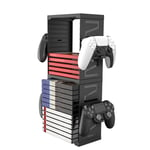 Game Disc Storage Rack Game Storage Tower for PS4 PS5 Switch Box Games, Multifunctional Detachable Vertical Game Disk Rack with Controller Holder - can Store 24 Game Discs