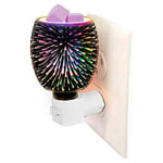 Yantan Fragrance Warmer Plug-in Safe Aromatherapy Heater Glass Wax Melt Warmer with 3D Fire-Work Effect Night Light UK Plug