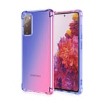 Dedux Case for Samsung Galaxy S20 FE, Gradient Color Four Corner Reinforcement Shockproof Tpu Crystal Clear Protective Phone Case Cover (Blue/Pink)