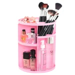 Mecool Makeup Organiser Rotating 360 for Girls Women Large Makeup Storage, Fits Lipsticks,Makeup Brushes, Perfume and More- Pink