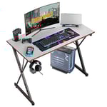 DESINO Bureau Gaming 80 x 50 cm, Bureau Gamer avec Plateau en Fibre de Carbone, Crochet pour Casque, Bureau Informatique Ergonomique, Gris