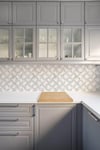 Marble Marquetry White & Rose Gold Tiled Wallpaper