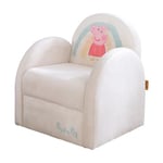 roba Fauteuil Bébé en Velours Peppa Pig - Assise Confortable avec Accoudoirs - Fauteuil Club pour Enfant dès 18 Mois - Facile à Nettoyer - 50x44x45 cm - Beige/Motif Truie