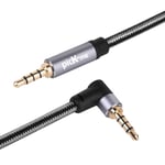 Oluote 3.5mm male TRRS to 3.5mm male TRRS stereo auxiliary audio cable at right angles for speakers, cars, smartphones, MP3s, multi-function headphones, PCs, tablets