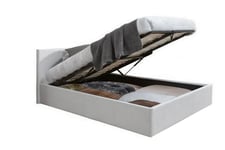 White Leather Ottoman Bed Frame End Lift Storage Birlea Faux 4FT6 Double 135cm