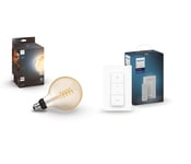 Philips Hue - E27 Filament G125 White Ambiance & Dimmer Switch Bundle