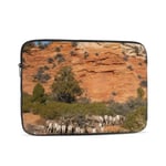 Laptop Case,Laptop Sleeve Bag Compatible with 10-17 inch MacBook Pro,MacBook Air,Notebook Computer,Polyester Vertical Protective Case Cover,Big Horn Sheep Grazing In The Vast Zion National Par 13 inch