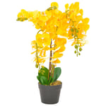vidaXL kunstig plante orkidé med potte gul 60 cm