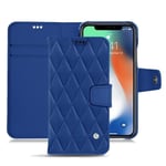 Housse cuir Apple iPhone Xr - Rabat portefeuille - Bleu - Cuir lisse couture - Neuf