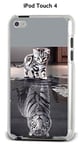 Onozo Coque Apple iPod Touch 4 Design Chat Tigre Blanc