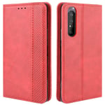HualuBro Sony Xperia 5 II Case, Retro PU Leather Full Body Shockproof Wallet Flip Case Cover with Card Slot Holder and Magnetic Closure for Sony Xperia 5 II 2020 Phone Case (Red)