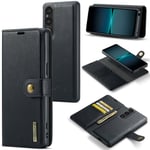 DG.MING Sony Xperia 1 V Plånboksfodral med avtagbart skal, Black
