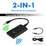 Bluetooth 5.0 Transmitter Receiver 2 In 1 Wireless Audio 3.5mm J Black