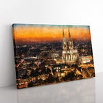 Big Box Art The Cologne Cathedral Vol.1 Painting Canvas Wall Art Print Ready to Hang Picture, 76 x 50 cm (30 x 20 Inch), Brown, Brown, Orange