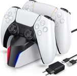 Chargeur Manette PS5 ECCHTPOOWER,Station de Chargement avec Adaptateur Compatible avec Manettes DualSense Playstation 5,Support