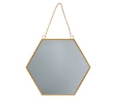 Sass & Belle Gold Colour Hexagon Mirror Chain Link Wall Hanging Metal Frame Gift