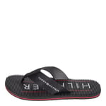 Tommy Hilfiger Men Massage Footbed Beach Sandal Flip-Flops Pool Slides, Black (Black), 40 EU