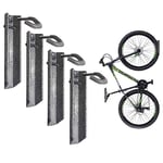 Delta Cycle Lot de 4 porte-vélos muraux pour maison, garage et abri de rangement – Crochet de suspension pour VTT, vélo de route, BMX et vélos de gravier – Rembourré sur mesure pour protéger les roues